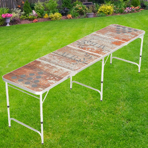 Worn Barn Wood Modern Leaf Wedding Monogram GR Beer Pong Table