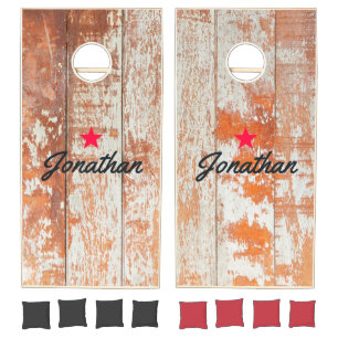 Worn Barn Wood Vintage Star Signature Cornhole Set