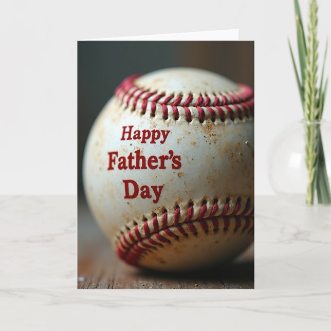 Worn Baseball Sweet Fathers Day Card (Front)