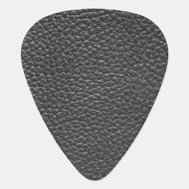 Worn Black Faux Leather Guitar Pick (Front)