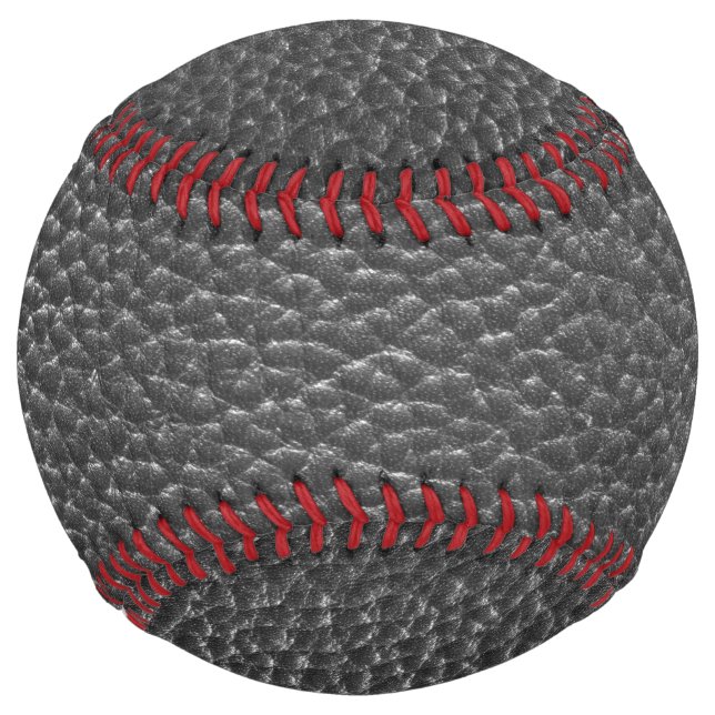 Worn Black Faux Leather Softball (Front)