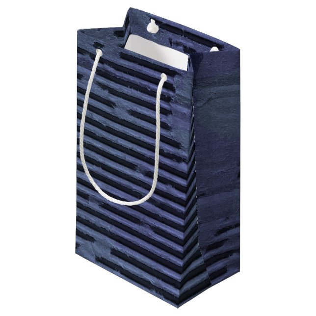 Worn Blue Cardboard Small Gift Bag (Front Angled)
