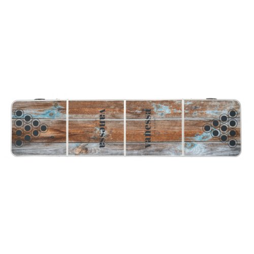 Worn Blue Wash Wood Minimal Modern Classic Name Beer Pong Table