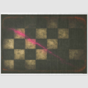 Worn Checkerboard with Magenta Streak Decoupage Tissue Paper