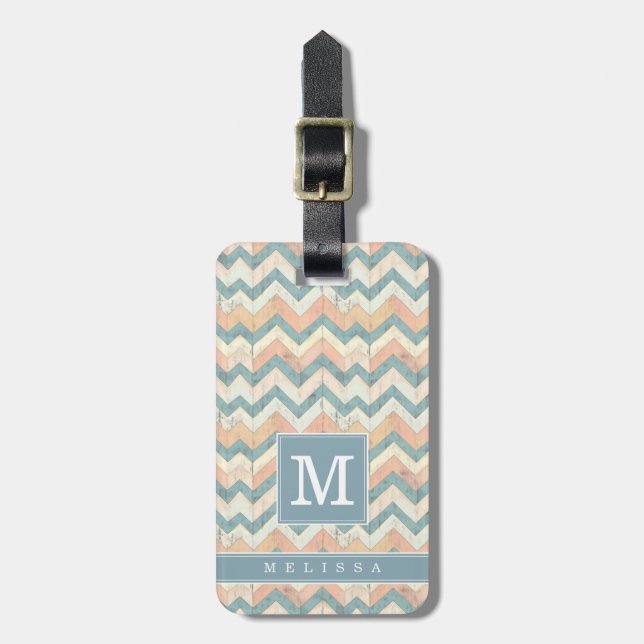 Worn Chevron Background Luggage Tag (Front Vertical)