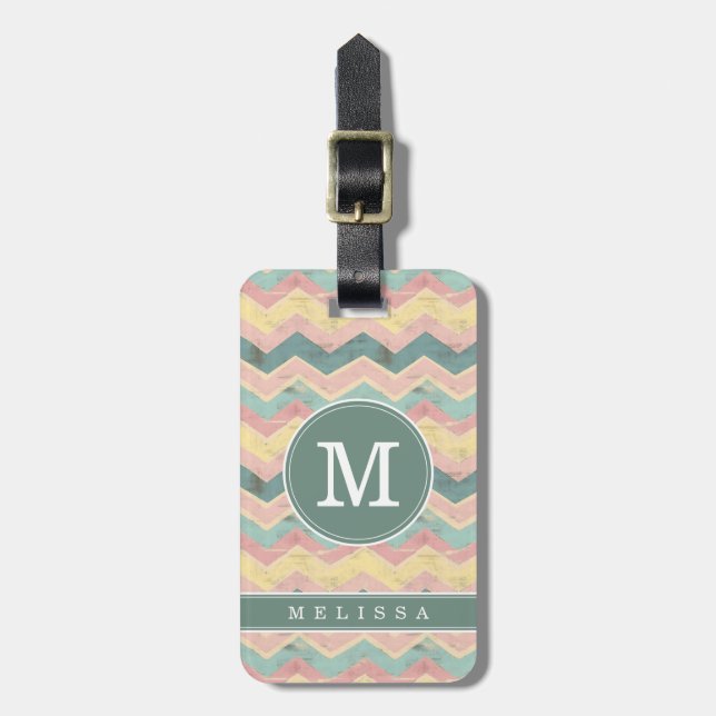 Worn Chevron Background Luggage Tag (Front Vertical)
