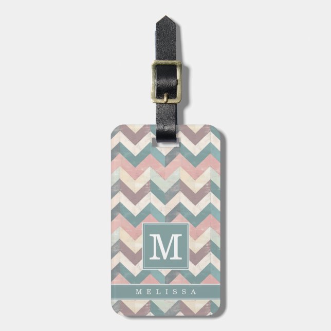 Worn Chevron Background Luggage Tag (Front Vertical)