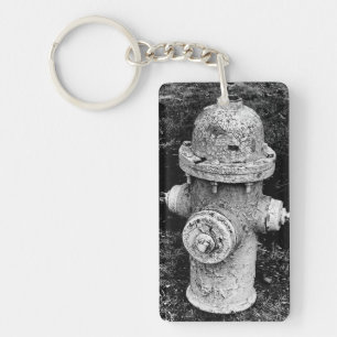 Worn Chipped Rusty Old Fire Hydrant Photograph Keychain