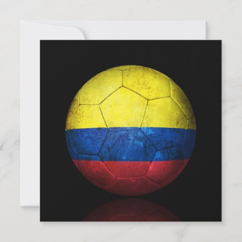 Worn Colombian Flag Football Soccer Ball Personalized Invitation