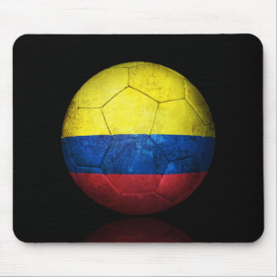 Worn Colombian Flag Football Soccer Ball Mouse Pad