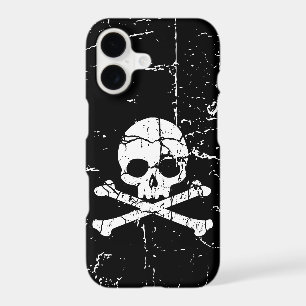 Worn Cracked Skull and Crossbones iPhone 17 Case