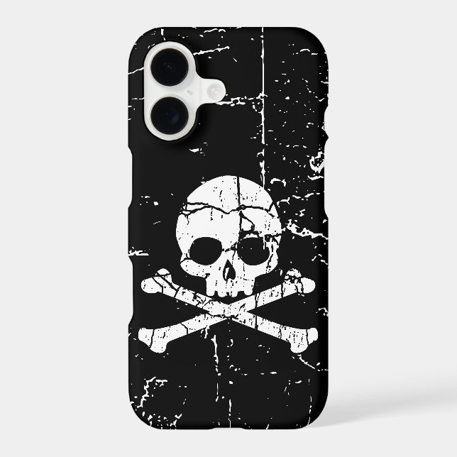 Worn Cracked Skull and Crossbones iPhone Case (Back)