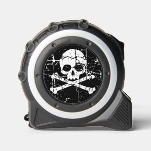Worn Cracked Skull and Crossbones Tape Measure