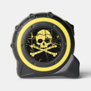 Worn Cracked Skull and Crossbones Tape Measure