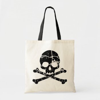Worn Cracked Skull And Crossbones Tote Bag by opheliasart at Zazzle