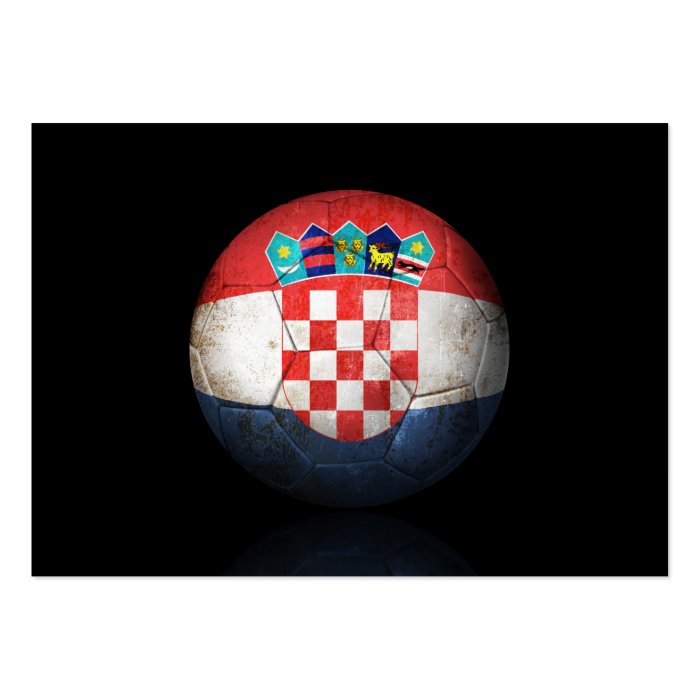 Worn Croatian Flag Football Soccer Ball Business Card Template