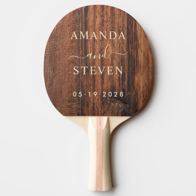 Worn Cutting Board Couple Names with Wedding Ping Pong Paddle (Back)