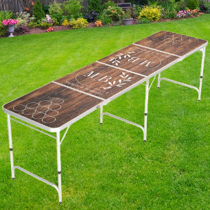Worn Cutting Board Modern Leaf Wedding Monogram Beer Pong Table