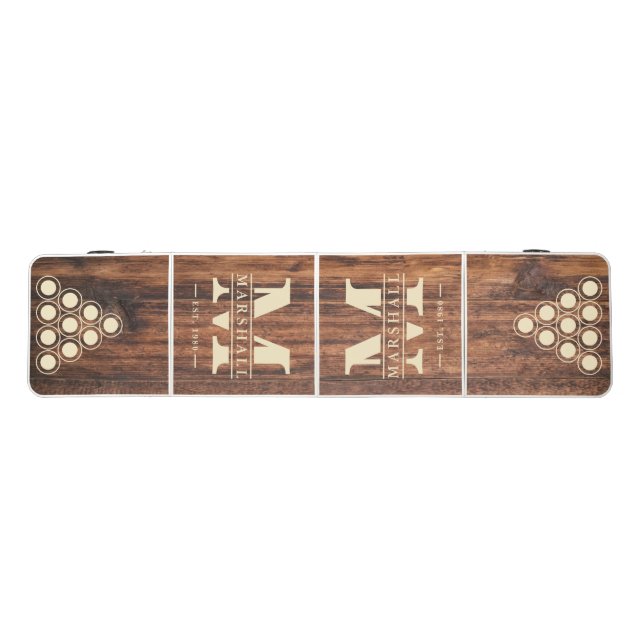 Worn Cutting Board Monogram & Name Overlay Beer Pong Table (Top)