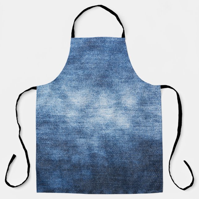 Worn denim fabric, textured background. apron (Front)