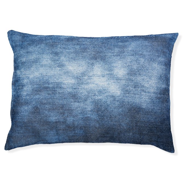 Worn denim fabric, textured background. pet bed (Front)