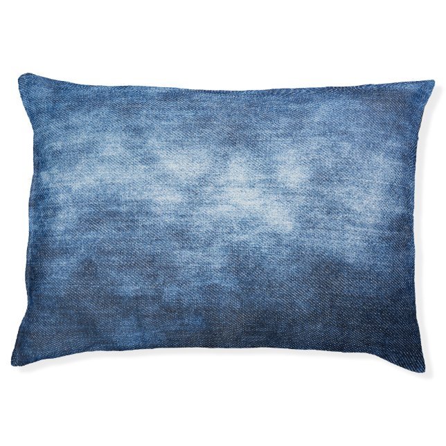Worn denim fabric, textured background. pet bed (Front)