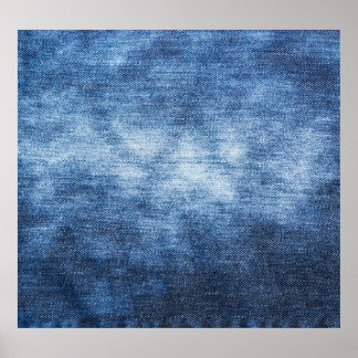 Worn denim fabric, textured background. poster