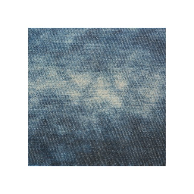 Worn denim fabric, textured background. wood wall art (Front)