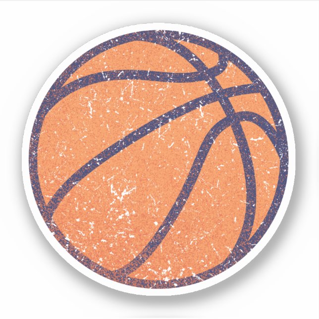 Worn, distressed grunge basketball sticker (Front)