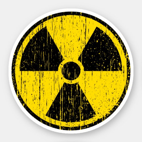 Worn distressed nuclear radiation symbol sticker
