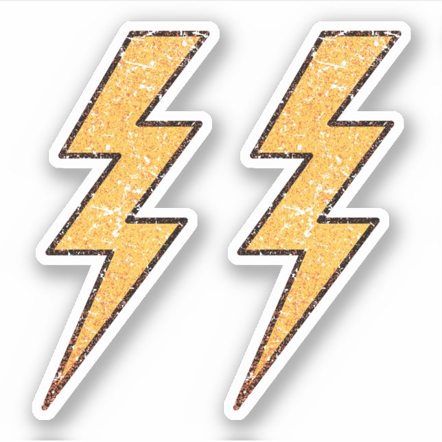 Worn distressed peeling paint lightning bolts sticker (Front)
