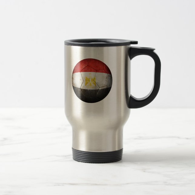 Worn Egyptian Flag Football Soccer Ball Travel Mug (Right)