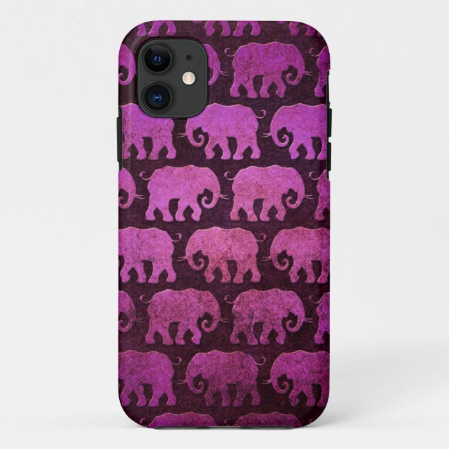 Worn Elephant Silhouettes Pattern, purple Case-Mate iPhone Case (Back)