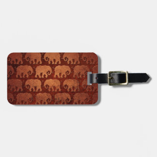 Worn Elephant Silhouettes Pattern, reddish brown Luggage Tag