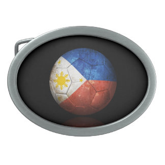 Worn Filipino Flag Football Soccer Ball Oval Belt Buckle