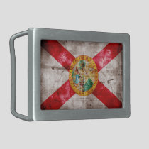 Worn Florida Flag Rectangular Belt Buckle