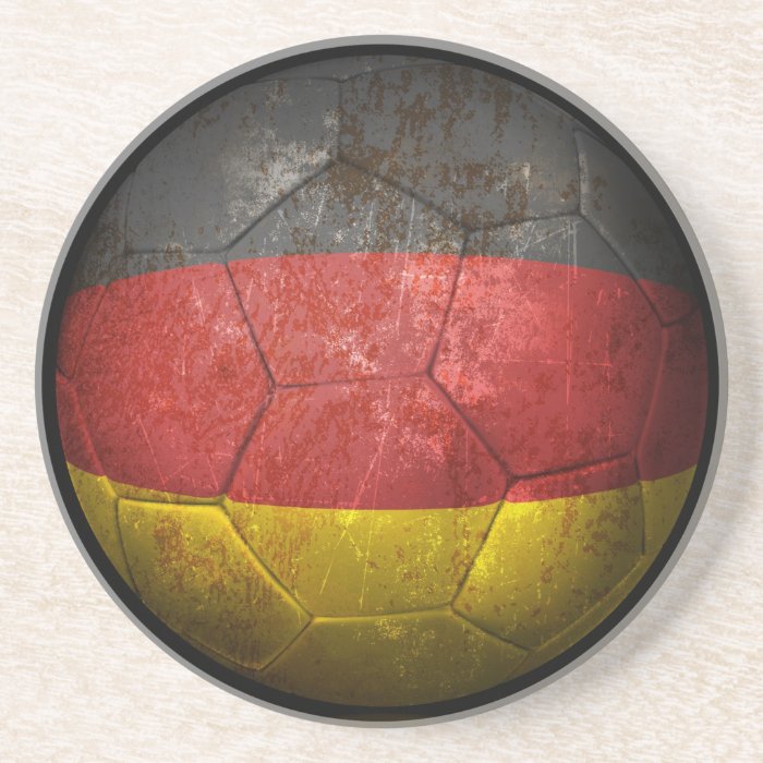 Worn German Flag Football Soccer Ball Coaster