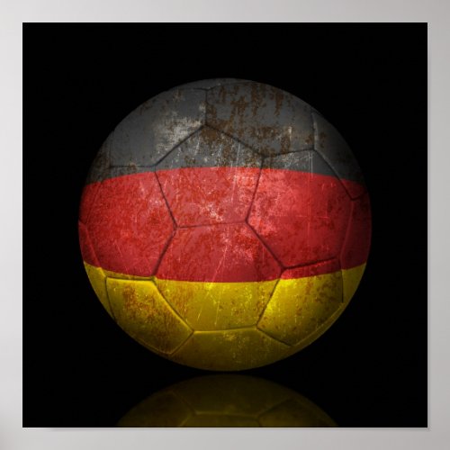 Worn German Flag Football Soccer Ball Poster