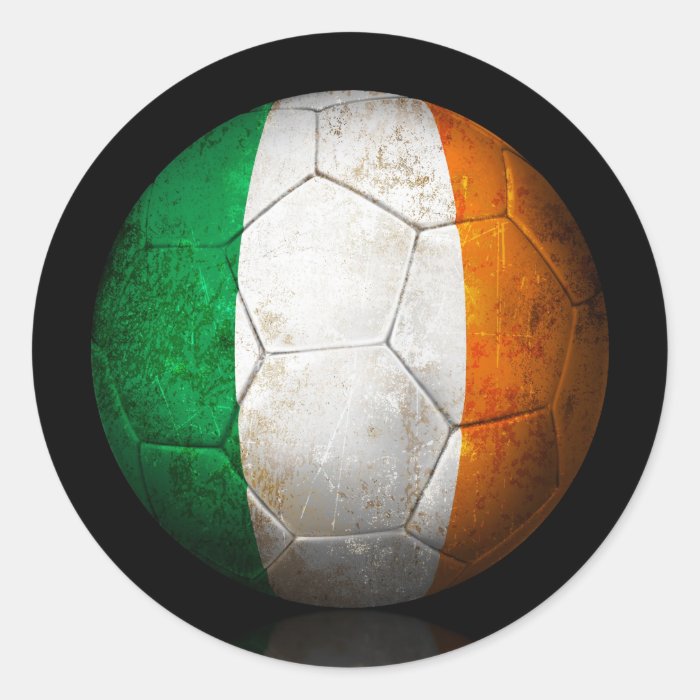 Worn Irish Flag Football Soccer Ball Round Stickers