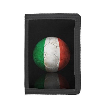Worn Italian Flag Football Soccer Ball Tri-fold Wallet by JeffBartels at Zazzle