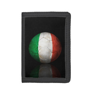 Worn Italian Flag Football Soccer Ball Trifold Wallet
