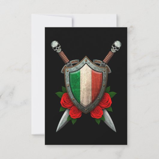 Worn Italian Flag Shield and Swords with Roses (Front)