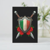 Worn Italian Flag Shield and Swords with Roses (Standing Front)