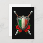 Worn Italian Flag Shield and Swords with Roses (Front/Back)