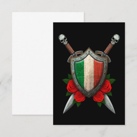Worn Italian Flag Shield and Swords with Roses (Front/Back)