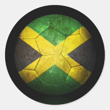 Worn Jamaican Flag Football Soccer Ball Classic Round Sticker by JeffBartels at Zazzle