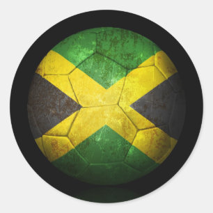 Worn Jamaican Flag Football Soccer Ball Classic Round Sticker