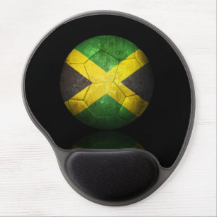 Worn Jamaican Flag Football Soccer Ball Gel Mouse Pad