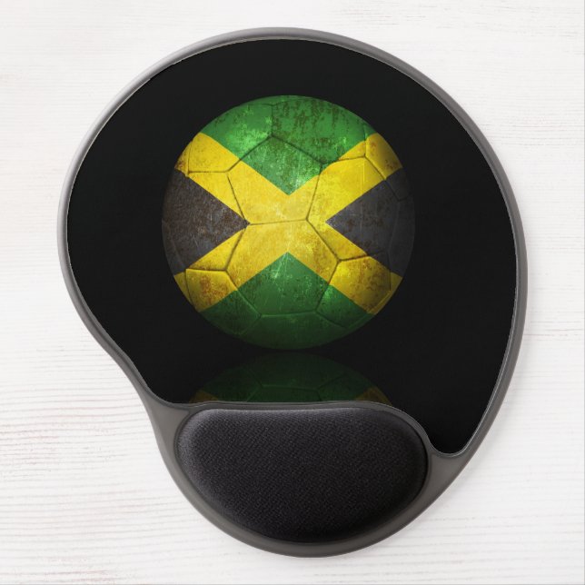 Worn Jamaican Flag Football Soccer Ball Gel Mouse Pad (Front)