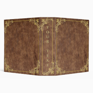Worn Leather and Antique Gold Frame 3 Ring Binder